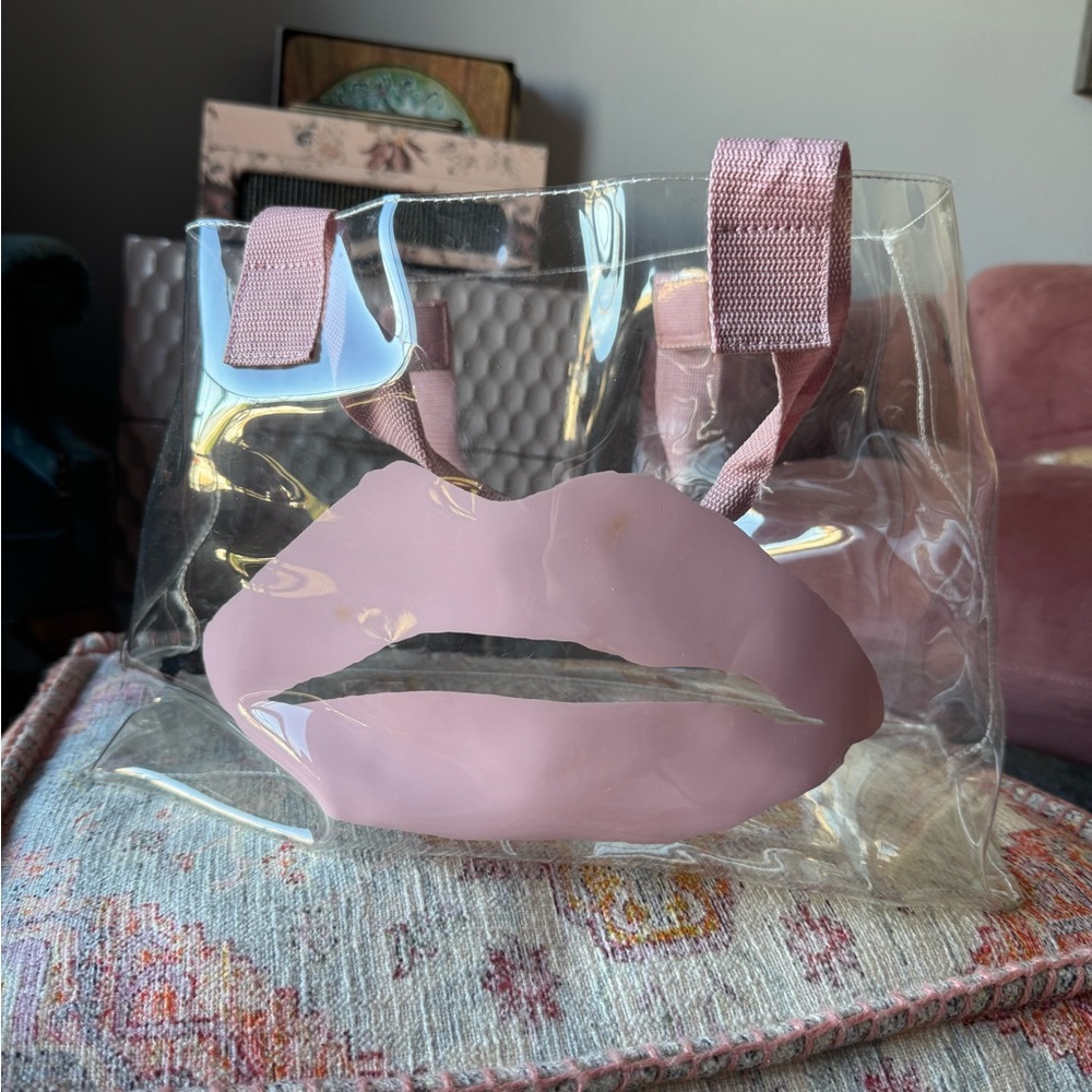 Transparent Pink Lip Design Women's Bag